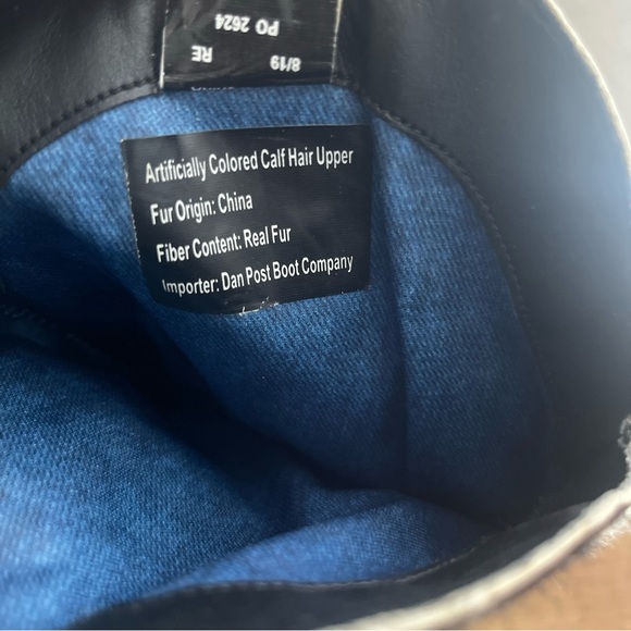 DINGO Black Cow Print Pointed Toe Boots DI127 Live a Little Leather Real Fur Sz7 - Picture 9 of 15